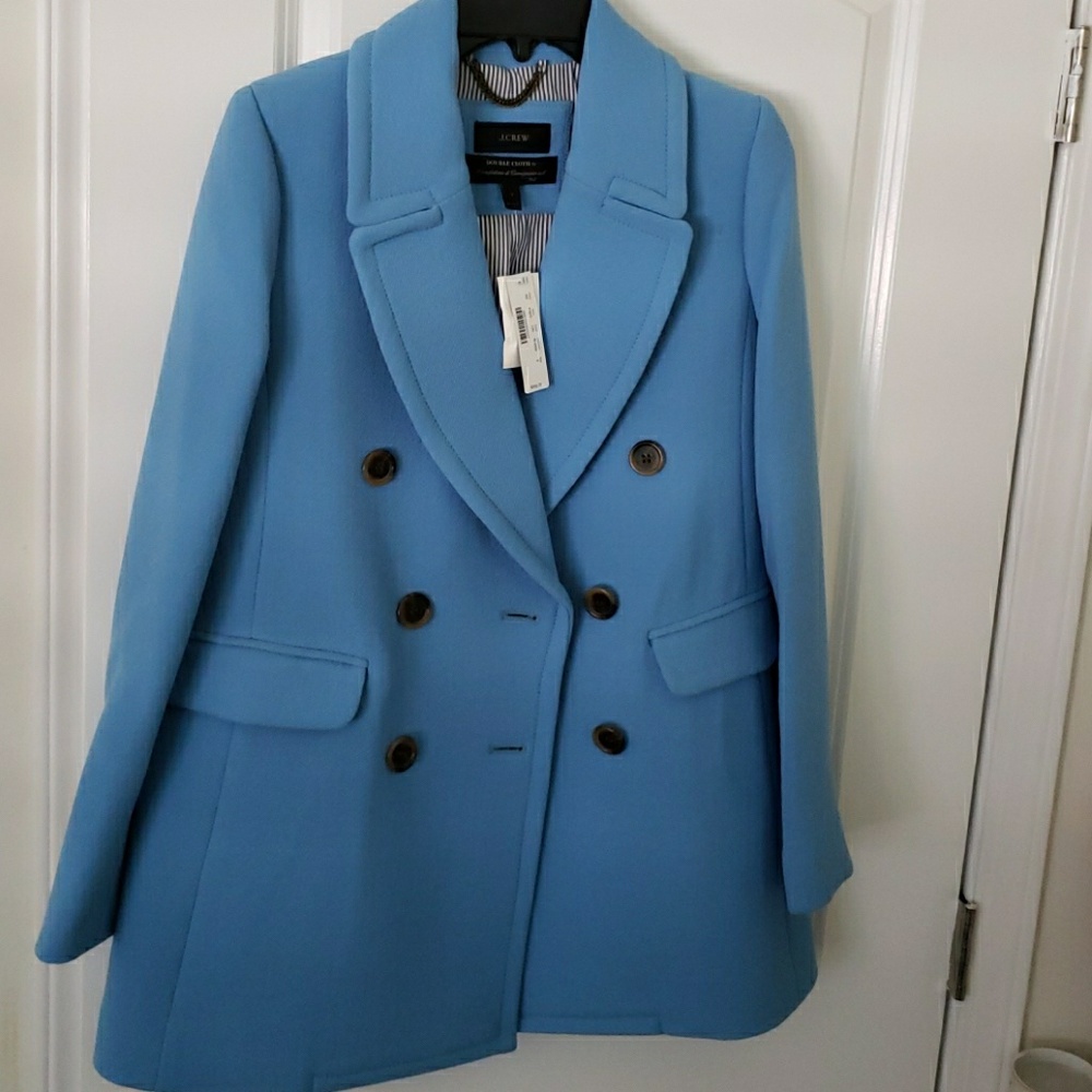 J. CREW WOOL PEACOAT. BLUE. NEW w TAG. Size 2 Reg